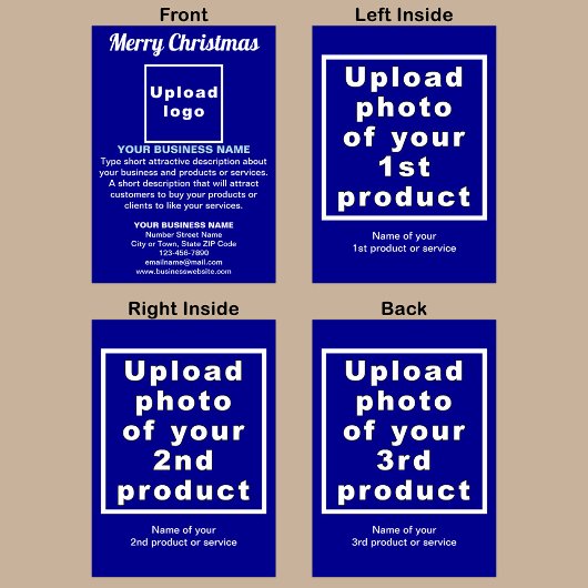 Zakelijk kerstblauw vouwbaar Wenskaart Kaart