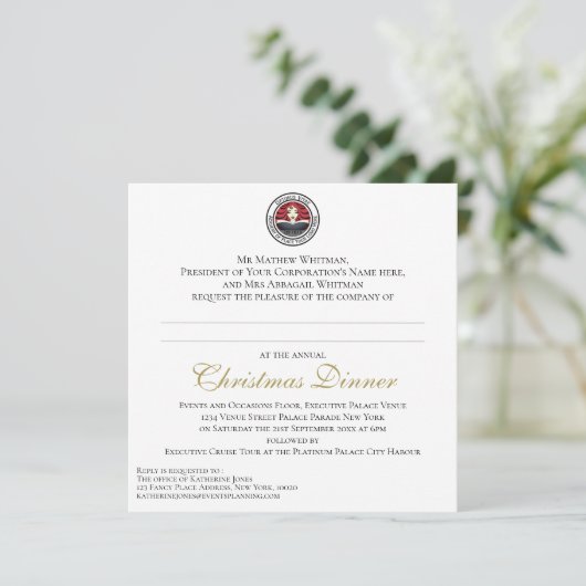 Zakelijk kerstdiner kaart (Staand voorkant)