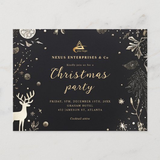 Zakelijk Kerstfeest Elegante zakelijke vakantie Uitnodiging Briefkaart (Voorkant)