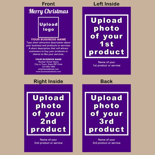 Zakelijk kerstfeest Paars gevouwen Wenskaart Kaart