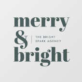 Zakelijk Kerstfeest | Prettig en Stralend Donkergr Raamsticker (Vel)