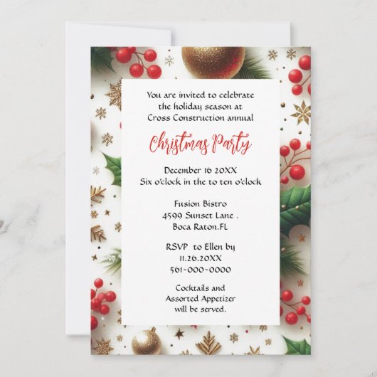 Zakelijk kerstfeest Rood en Goud  Kaart (Voorkant)