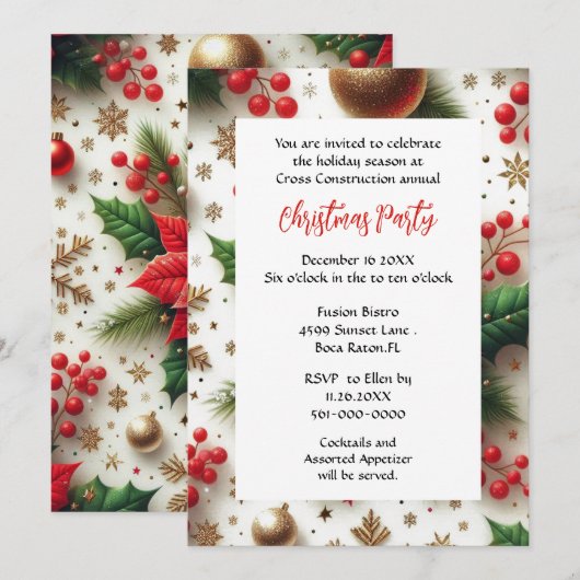 Zakelijk kerstfeest Rood en Goud  Kaart (Voorkant / Achterkant)