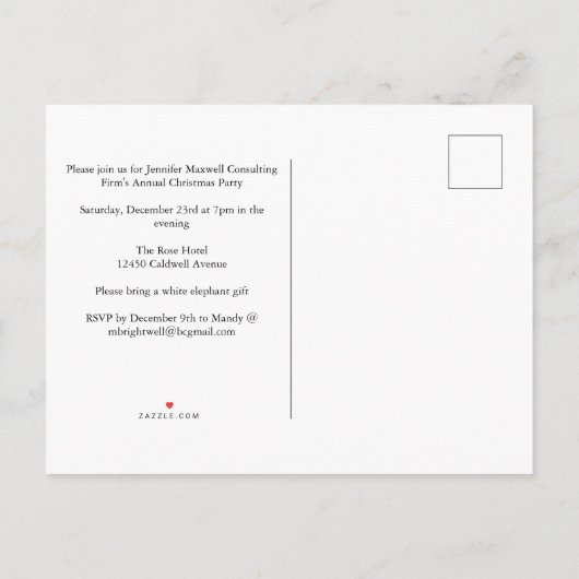 Zakelijk Kerstfeest Zwart Goud Sneeuwvlok Uitnodiging Briefkaart (Achterkant)