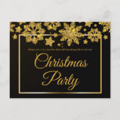 Zakelijk Kerstfeest Zwart Goud Sneeuwvlok Uitnodiging Briefkaart (Voorkant)