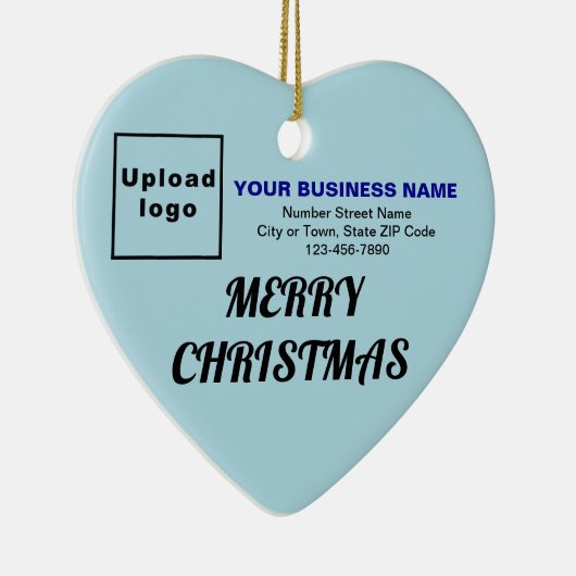 Zakelijk kerstlicht blauw hart keramisch ornament (Rechts)