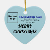 Zakelijk kerstlicht blauw hart keramisch ornament (Voorkant)