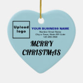 Zakelijk kerstlicht blauw hart keramisch ornament (Achterkant)