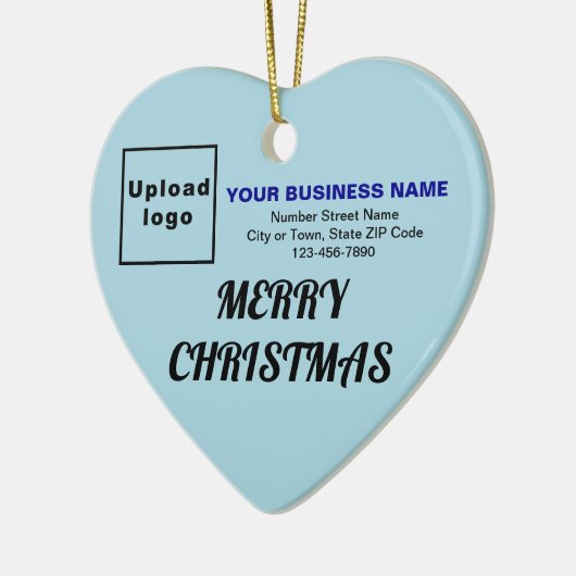 Zakelijk kerstlicht blauw hart keramisch ornament (Links)