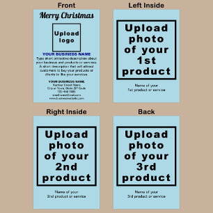 Zakelijk kerstlicht blauw vouwbaar Wenskaart Kaart