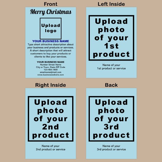 Zakelijk kerstlicht blauw vouwbaar Wenskaart Kaart