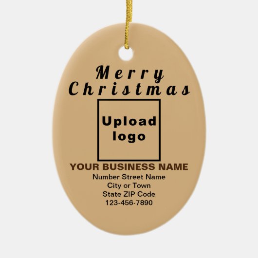 Zakelijk kerstlicht bruin ovaal keramisch ornament (Voorkant)