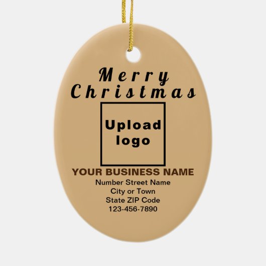 Zakelijk kerstlicht bruin ovaal keramisch ornament (Achterkant)