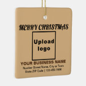 Zakelijk kerstlicht bruin vierkant keramisch ornament (Rechts)