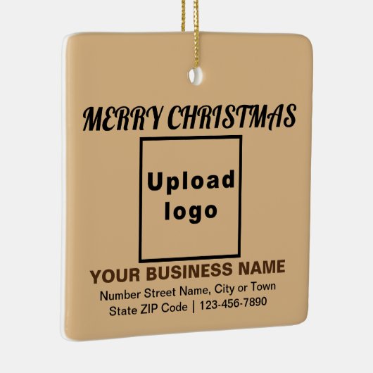 Zakelijk kerstlicht bruin vierkant keramisch ornament (Rechts)