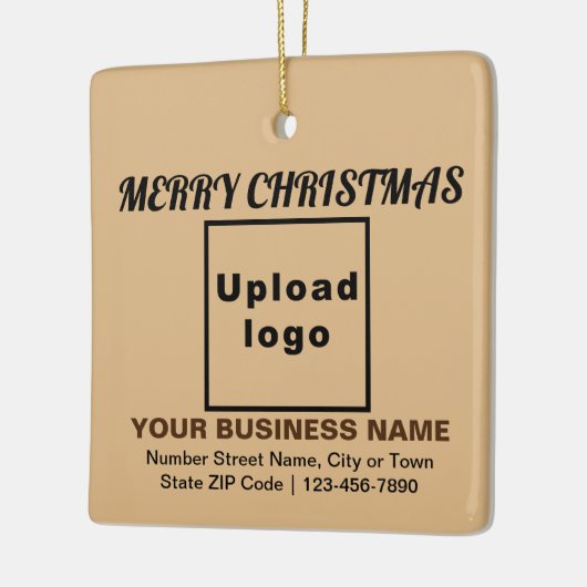 Zakelijk kerstlicht bruin vierkant keramisch ornament (Links)