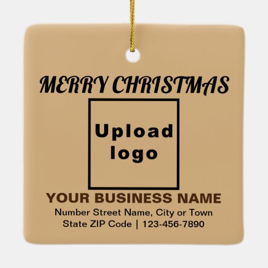 Zakelijk kerstlicht bruin vierkant keramisch ornament (Achterkant)