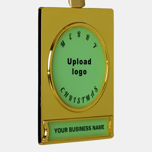 Zakelijk kerstlicht groen op verguld banner ornament (Rechts)