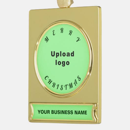 Zakelijk kerstlicht groen op verguld banner ornament (Links)