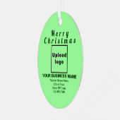 Zakelijk kerstlicht groen ovaal metaalsieraad metalen ornament (Voorkant links)