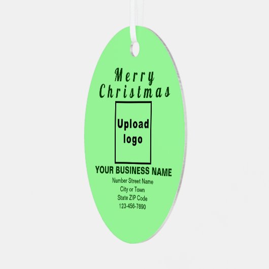 Zakelijk kerstlicht groen ovaal metaalsieraad metalen ornament (Voorkant links)