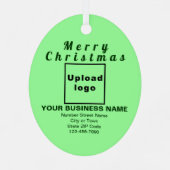 Zakelijk kerstlicht groen ovaal metaalsieraad metalen ornament (Achterkant)