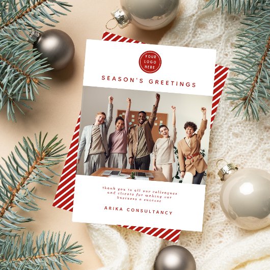 Zakelijk Kerstmis Modern Corporate Team | Rood Feestdagenkaart