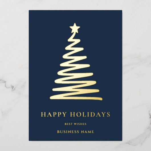 Zakelijk Kerstmis Modern minimaal blauw Corporate Folie Feestdagenkaart (Voorkant)