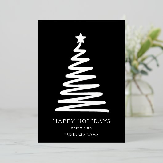 Zakelijk Kerstmis Modern minimaal zwart Corporate Folie Feestdagenkaart (Staand Voorkant)