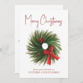 Zakelijk Kerstmis Waterverf Krans Logo  Feestdagenkaart (Voorkant / Achterkant)