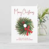 Zakelijk Kerstmis Waterverf Krans Logo  Feestdagenkaart (Staand voorkant)