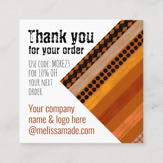 Zakelijk kleine bedrijven Bedankt voor je promotie Vierkante Visitekaartje (Voorkant)