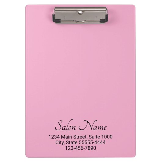 Zakelijk Licht Roze Zwarte Salon Naam Adres Telefo Klembord (Voorkant)