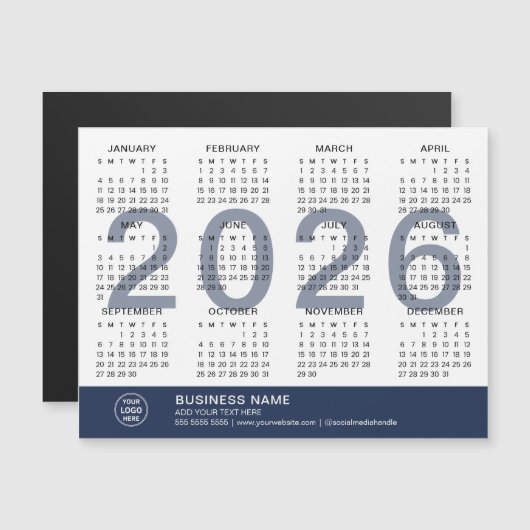 Zakelijk Logo 2026 Magnetische Kalender (Voorkant / Achterkant)