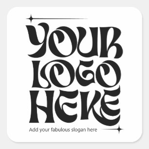 Zakelijk Logo Aangepast Groovy Retro Vierkante Sticker