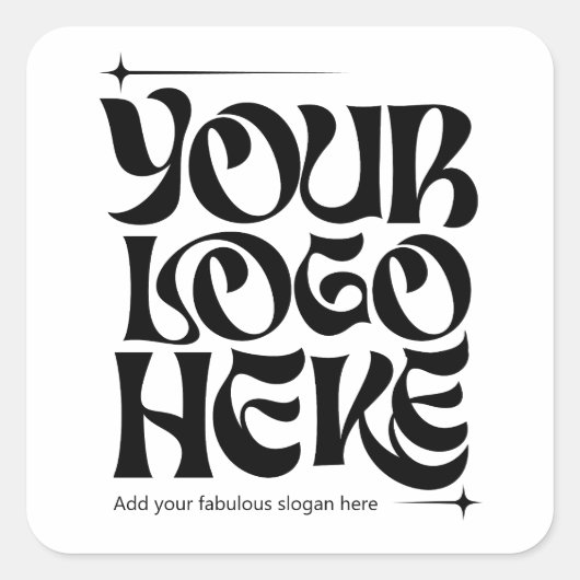 Zakelijk logo Aangepast Groovy Retro Vierkante Sticker (Voorkant)