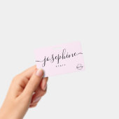 Zakelijk logo Aangepast script naam roze personeel Badge (Handheld)