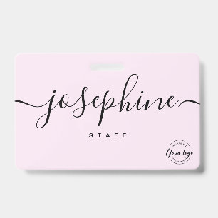Zakelijk logo Aangepast script naam roze personeel Badge