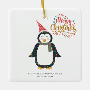 Zakelijk logo aangepaste naam kerstvakantie keramisch ornament