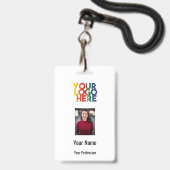 Zakelijk logo aangepaste werknemersfoto barcode na badge (Voorzijde met lanyard)