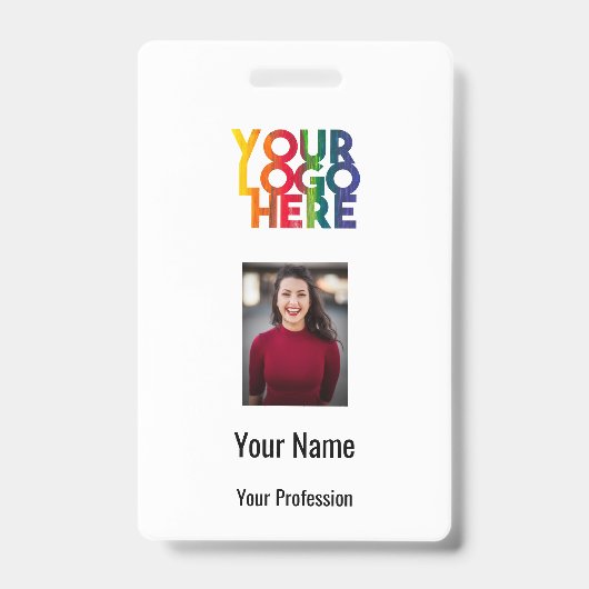 Zakelijk logo aangepaste werknemersfoto barcode na badge (Voorzijde)