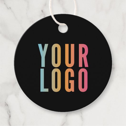 Zakelijk logo adres zwarte tag bedankjes labels (Voorkant)