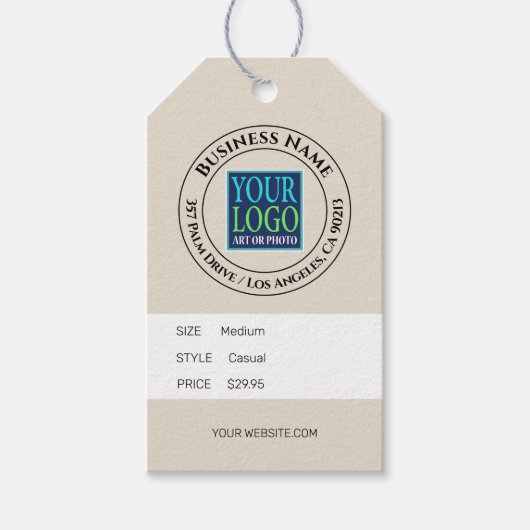 Zakelijk, Logo-adres, zwarte tekst, Label voor lag Cadeaulabel (Voorkant)