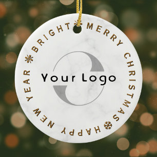 Zakelijk logo Bedrijf merk Christmas Simple gold Keramisch Ornament