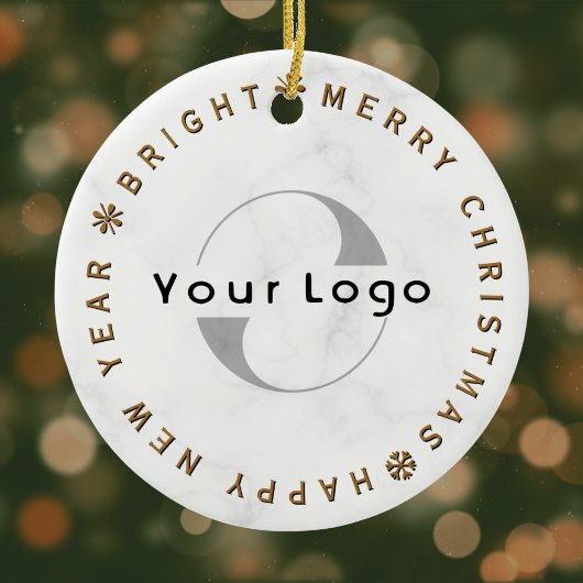 Zakelijk logo Bedrijf merk Christmas Simple gold Keramisch Ornament