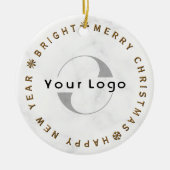 Zakelijk logo Bedrijf merk Christmas Simple gold Keramisch Ornament (Voorkant)