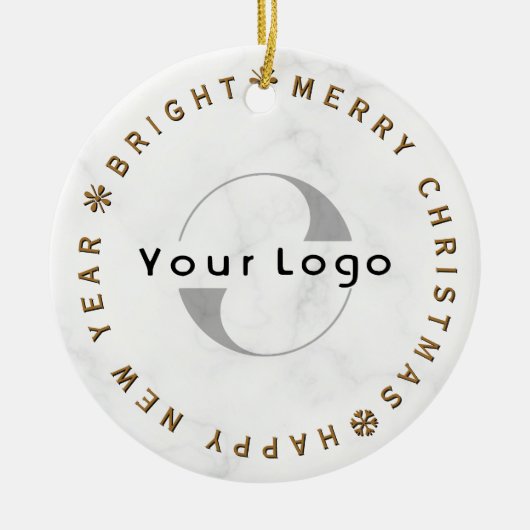 Zakelijk logo Bedrijf merk Christmas Simple gold Keramisch Ornament (Voorkant)