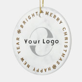 Zakelijk logo Bedrijf merk Christmas Simple gold Keramisch Ornament (Links)