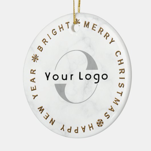 Zakelijk logo Bedrijf merk Christmas Simple gold Keramisch Ornament (Links)