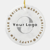 Zakelijk logo Bedrijf merk Christmas Simple gold Keramisch Ornament (Achterkant)